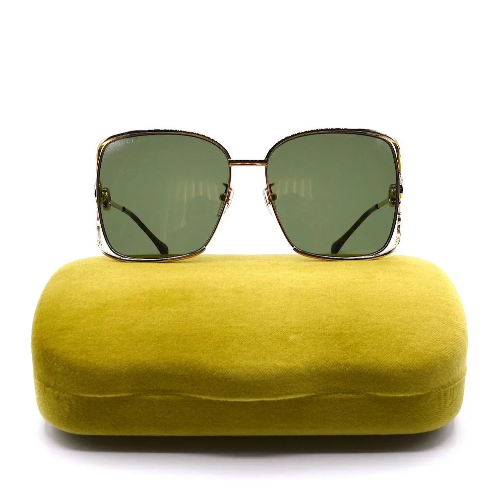 NEW GUCCI GG1020S 003 GOLD GREEN GRADIENT AUTHENTIC SUNGLASSES - Picture 6 of 14